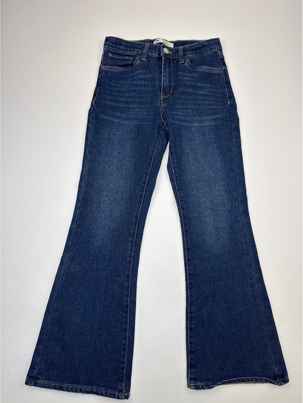 Levi's High Rise Crop Flare Jeans in Dark Blue Denim